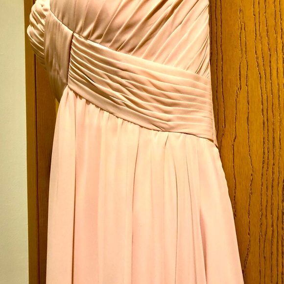 MORI LEE Bridesmaid Strapless Sweetheart Chiffon Formal Maxi Dress Blush Prom - Picture 10 of 14